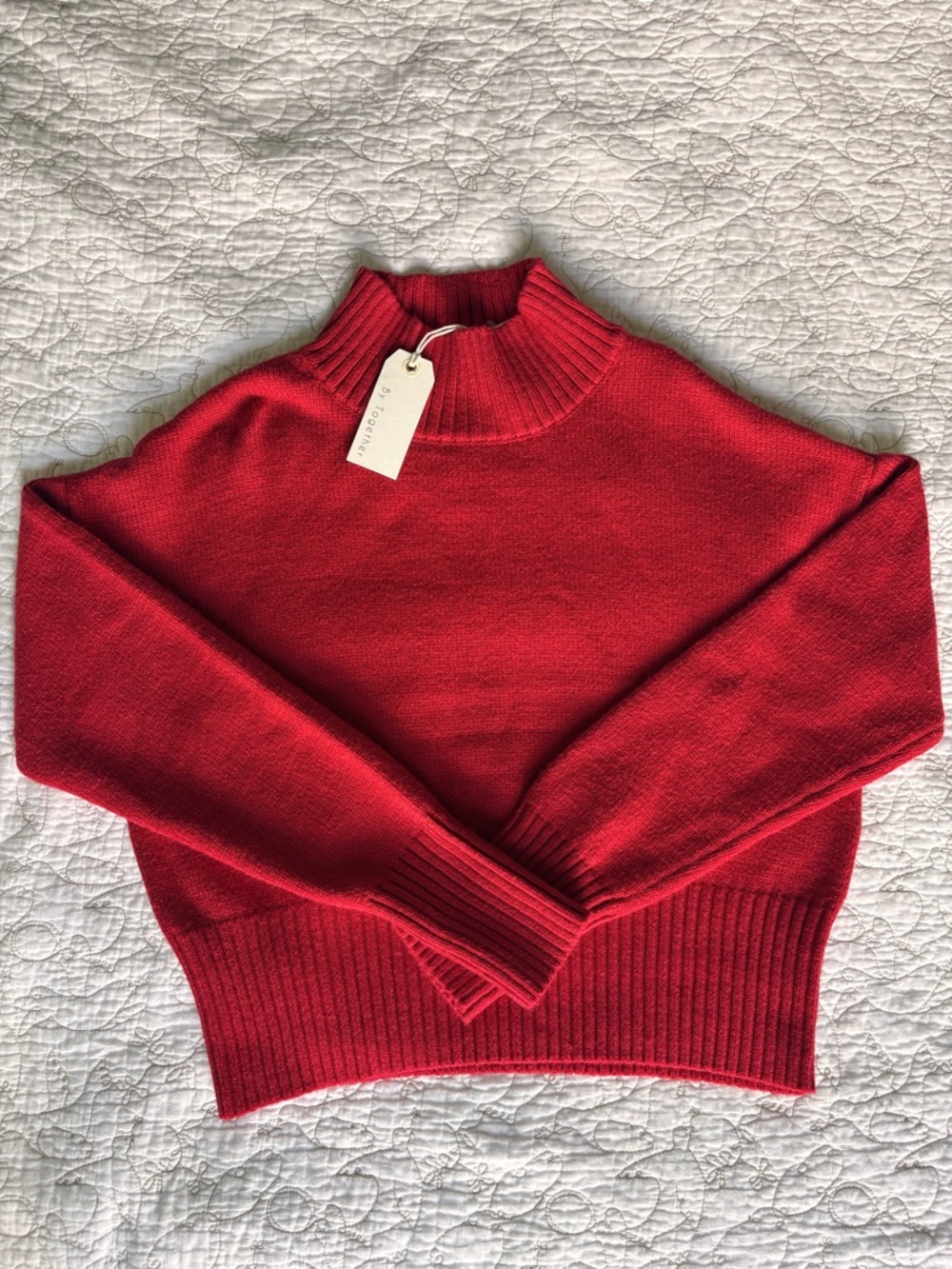 Mock Neck Sweater By Together—Ruby Red
